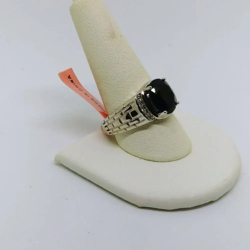 Ring Simulated Diamond and Blue Sapphire Size
